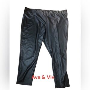 Ava & Viv Plus Size Faux Leather Leggings Black 4X